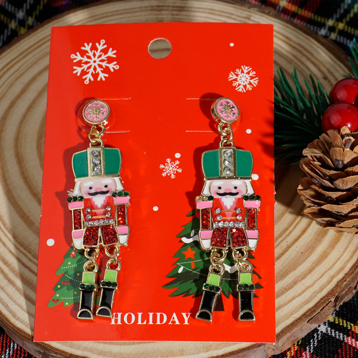 Wholesale Christmas cartoon diamond alloy earrings